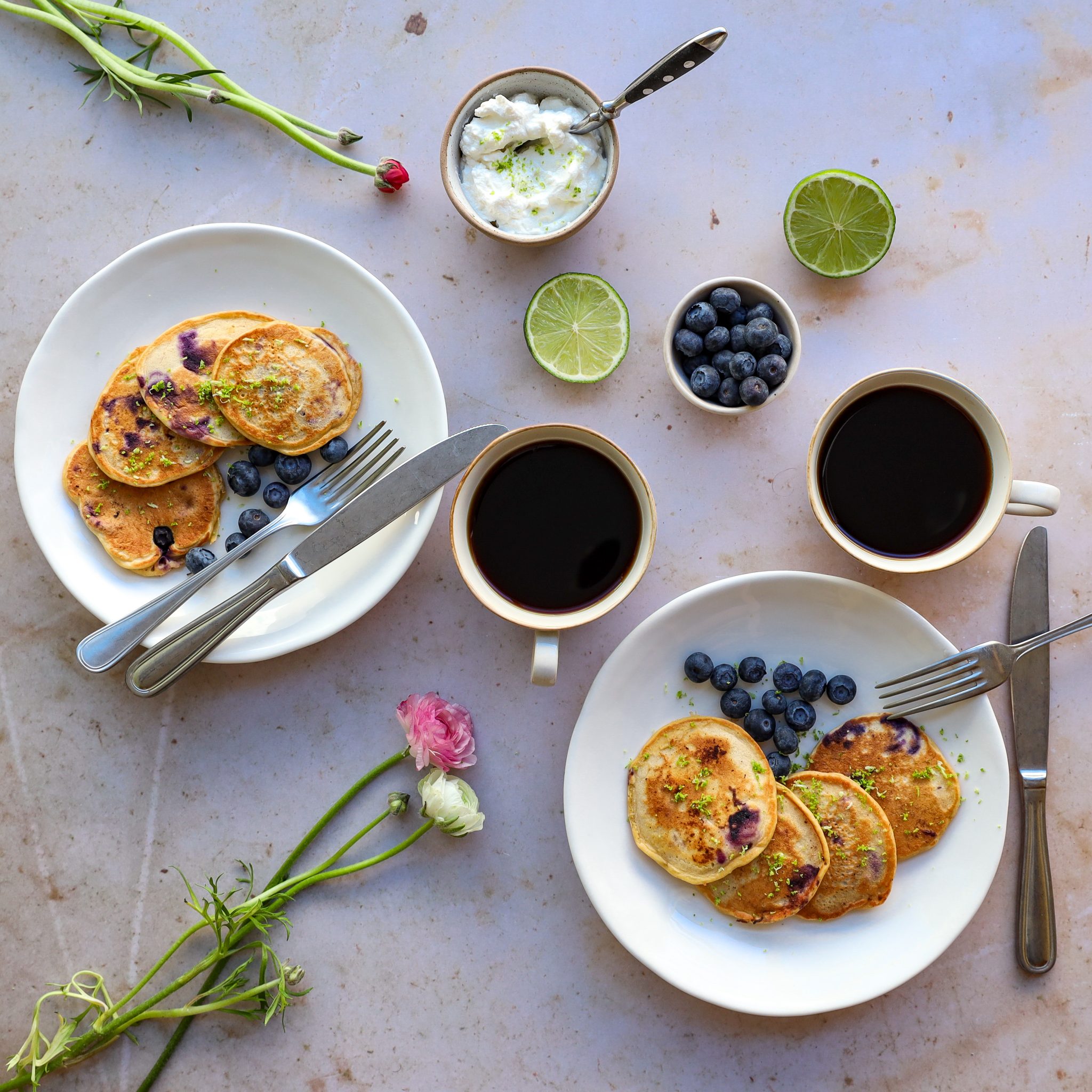 Mini tortitas arándanos y lima